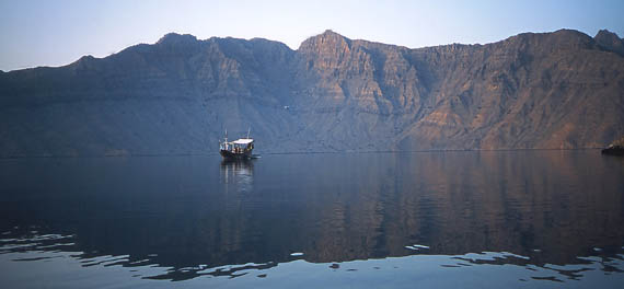 Morning light in Khawr Shamm in Musandam in Oman