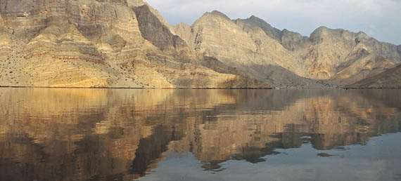 Morning light in Khawr Shamm in Musandam in Oman