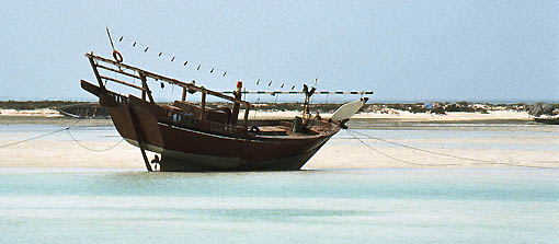 Dhau an der Küste Omans