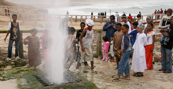 Omani children at the blow holes of Mughsayl in Dhofar